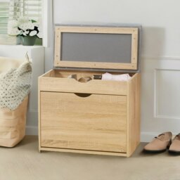 Rackhams Shoe Storage Bench With Cushioned Seat and Hidden Storage Natural Brown - thumbnail 6