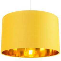 "Rackhams Contemporary Ochre Cotton 14"" Table/Pendant Lamp Shade with Shiny Gold Inner" - thumbnail 6
