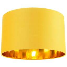 "Rackhams Contemporary Ochre Cotton 14"" Table/Pendant Lamp Shade with Shiny Gold Inner"