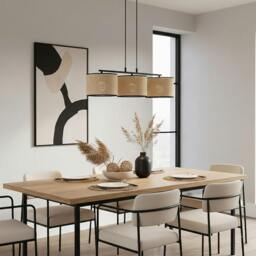 Rackhams ECO Pendant Lamp 3 x E27 Black / Rattan - thumbnail 5