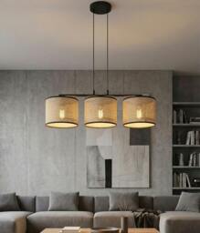 Rackhams ECO Pendant Lamp 3 x E27 Black / Rattan - thumbnail 3
