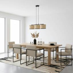 Rackhams ECO Pendant Lamp 3 x E27 Black / Rattan - thumbnail 6