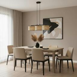 Rackhams ECO Pendant Lamp 3 x E27 Black / Rattan - thumbnail 4
