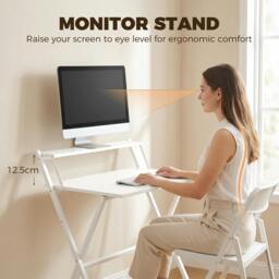 Rackhams 70 cm Folding Computer Desk for Small Spaces Bedroom, White - thumbnail 5