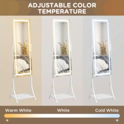 Rackhams LED Lighted Full Length Mirror, Floor Standing Mirror with Storage Shelf - thumbnail 5