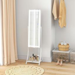 Rackhams LED Lighted Full Length Mirror, Floor Standing Mirror with Storage Shelf