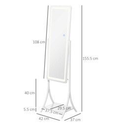 Rackhams LED Lighted Full Length Mirror, Floor Standing Mirror with Storage Shelf - thumbnail 6