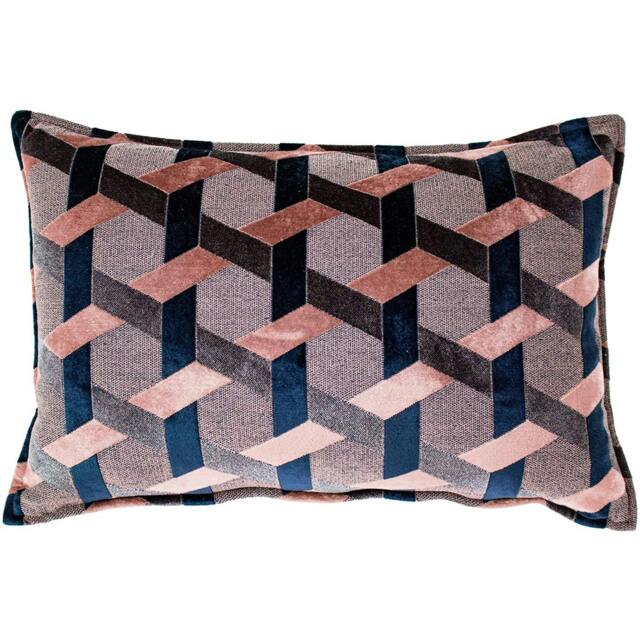 Rackhams Delano Lattice Cushion Cover - Blush Pink/Navy - One Size - Blush Pink/Navy - 100% Polyester - image 1