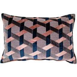 Rackhams Delano Lattice Cushion Cover - Blush Pink/Navy - One Size - Blush Pink/Navy - 100% Polyester