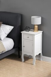 Rackhams Wooden Bedside Side Table Nightstand with Drawer - White - thumbnail 3