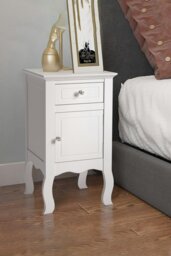 Rackhams Wooden Bedside Side Table Nightstand with Drawer - White - thumbnail 5
