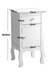 Rackhams Wooden Bedside Side Table Nightstand with Drawer - White - thumbnail 6