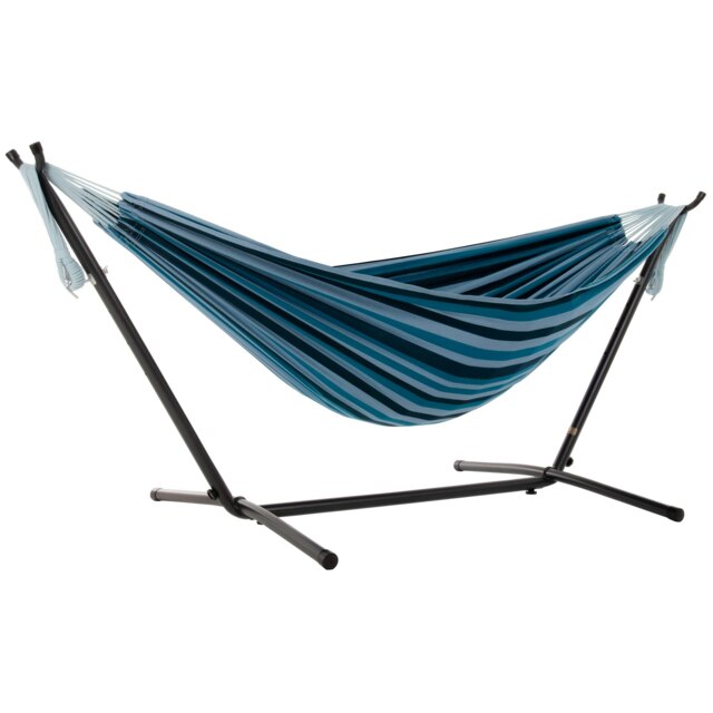 Rackhams Double Cotton Hammock with Stand (250cm) - Blue Lagoon - image 1