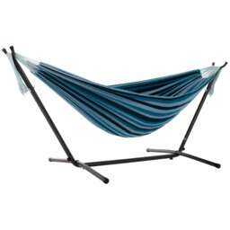 Rackhams Double Cotton Hammock with Stand (250cm) - Blue Lagoon - thumbnail 1