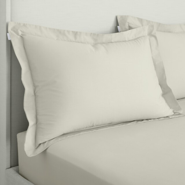 Rackhams 200 Thread Count Cotton Percale Oxford Pillowcase Pair - Natural - 50x75cm (x2) - image 1