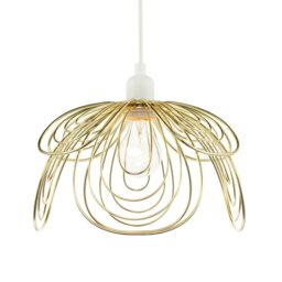Rackhams Polished Gold Metal Wire Overlapping Petal Ceiling Pendant Light Shade - thumbnail 1