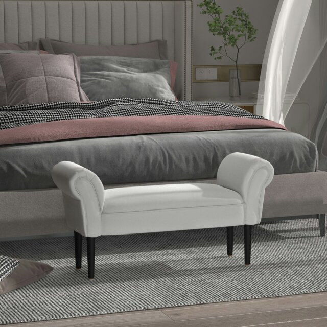 Rackhams Bed End Chaise Lounge Window Seat Arm Bench Hallway Wood Legs Grey - image 1