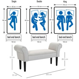 Rackhams Bed End Chaise Lounge Window Seat Arm Bench Hallway Wood Legs Grey - thumbnail 5
