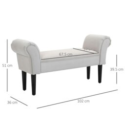 Rackhams Bed End Chaise Lounge Window Seat Arm Bench Hallway Wood Legs Grey - thumbnail 3