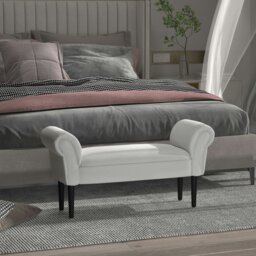 Rackhams Bed End Chaise Lounge Window Seat Arm Bench Hallway Wood Legs Grey