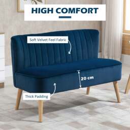 Rackhams Double Sofa Foam Padding High Back, Dark Blue - 1 - Straight - Dark Blue - thumbnail 5