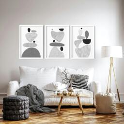Rackhams Contemporary Artwork For Living Room - Set of 3 wall art prints - 16 x 22 inches / 40.65 cm x 56 cm - Polyester Canvas 260 gsm - Canvas wrapped - thumbnail 5