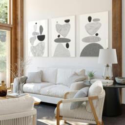 Rackhams Contemporary Artwork For Living Room - Set of 3 wall art prints - 16 x 22 inches / 40.65 cm x 56 cm - Polyester Canvas 260 gsm - Canvas wrapped - thumbnail 4