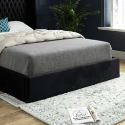 Rackhams Rana Curved Top Winged Upholstered Soft Velvet Bed Frame - Black - Black - Small single - thumbnail 3