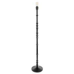 Rackhams Classic Black Wood Floor Lamp Base with Sleek Reeded Stem Pole Design - thumbnail 2