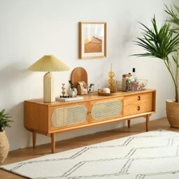 Rackhams Mario Cane Rattan TV Stand - 210cm