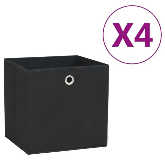 Rackhams Storage Boxes 4 pcs Non-woven Fabric 28x28x28 cm Black