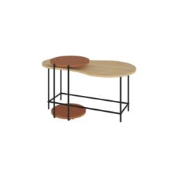 Rackhams Modern Cuddle Coffee Tables 2 Piece Nested Table Round w Wheels and Oval Table Metal Legs Office - Retro Grey - thumbnail 2