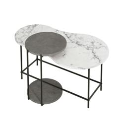 Rackhams Modern Cuddle Coffee Tables 2 Piece Nested Table Round w Wheels and Oval Table Metal Legs Office - Retro Grey - thumbnail 3