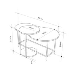 Rackhams Modern Cuddle Coffee Tables 2 Piece Nested Table Round w Wheels and Oval Table Metal Legs Office - Retro Grey - thumbnail 4