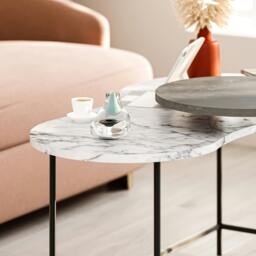 Rackhams Modern Cuddle Coffee Tables 2 Piece Nested Table Round w Wheels and Oval Table Metal Legs Office - Retro Grey - thumbnail 6