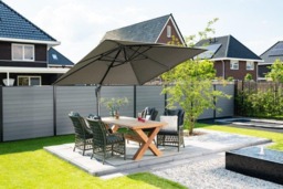 Rackhams Hawaii 300cm x 300cm Square Cantilever Parasol with 90kg Moveable Granite Base - Sand - thumbnail 3