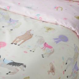 Rackhams Happy Horses Reversible Duvet Cover Set Cream - Junior - Cream - thumbnail 4