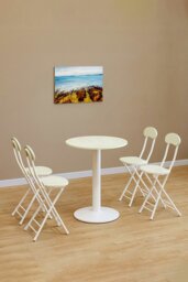 Rackhams 5pcs Round Table and 4 Chairs Set Bistro Coffee Table Dining Set Furniture - White