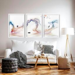 Rackhams Calm artwork Wall Art prints - set of 3 framed prints - 16 x 22 inches / 40.65 cm x 56 cm - Polyester Canvas 260 gsm - Canvas wrapped - thumbnail 2