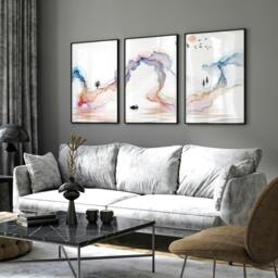 Rackhams Calm artwork Wall Art prints - set of 3 framed prints - 16 x 22 inches / 40.65 cm x 56 cm - Polyester Canvas 260 gsm - Canvas wrapped - thumbnail 6