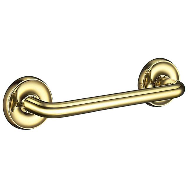 Rackhams Polished Brass Grab Bar 27cm Toilet Handle or Bath Shower Safety Hand Rail for Elderly, Disabled, Seniors Mobility Aid