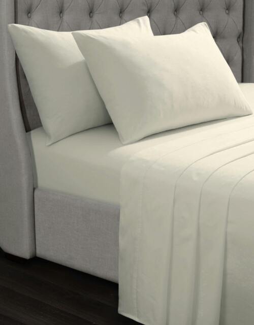 Rackhams Luxury 100% Cotton 35cm Deep Fitted Sheet Soft & Hypoallergenic - Cream - King (150cm x 200cm) + 35cm Deep