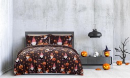 Rackhams Halloween Gonk Flannel Duvet Set Reversible Duvet Cover with Pillowcase - Charcoal - King (220cm x 235cm) - thumbnail 2