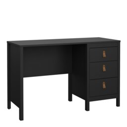 Rackhams Barcelona Desk 3 drawers Matt Black - Black - 48 - 76.5