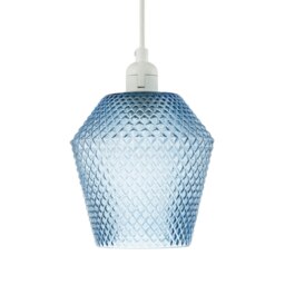 Rackhams Modern and Compact Diamond Design Midnight Blue Glass Pendant Shade