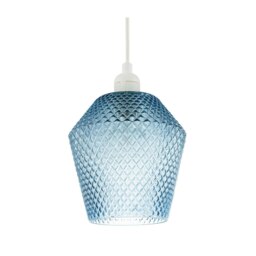 Rackhams Modern and Compact Diamond Design Midnight Blue Glass Pendant Shade - thumbnail 4