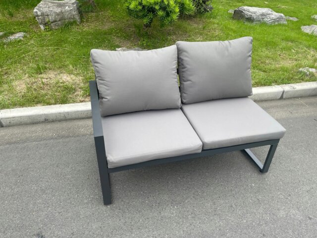 Rackhams Aluminum Outdoor Garden Furniture Corner Sofa Chair Adjustable Rising Lifting Table Sets Dark Grey 8 Seater