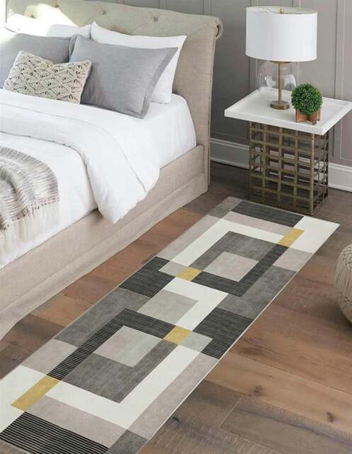 Rackhams Tokyo Geo Blocks Ochre/Grey Rug - 60X180 cm - image 1