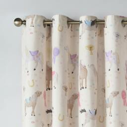 Rackhams Happy Horses Fully Reversible Eyelet Curtains Cream - 66 x 72 Inch - Cream - thumbnail 3