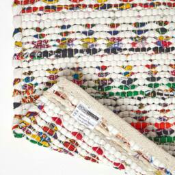 Rackhams Handwoven Multi Coloured 100% Cotton Diamond Chindi Rug - 66 x 200 cm - thumbnail 6